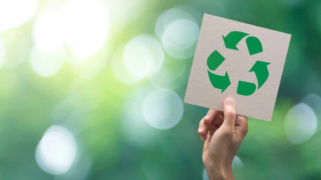 recycle logo on card