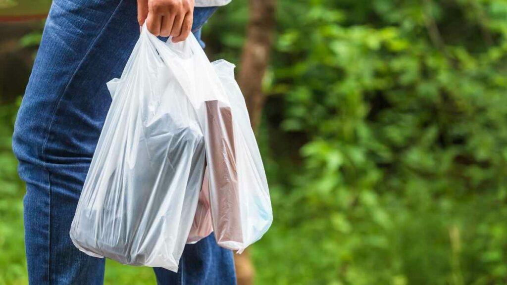 person using plastic bag